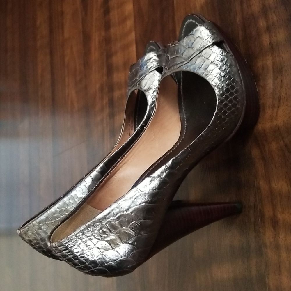 Bcbgmaxazria Python Platform Peeptoe All Leather … - image 2